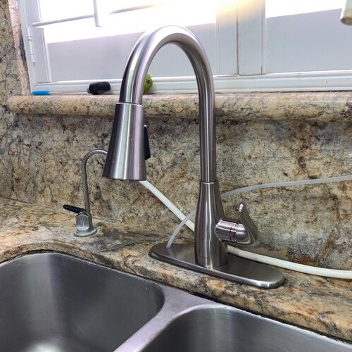 A faucet from a fixture install